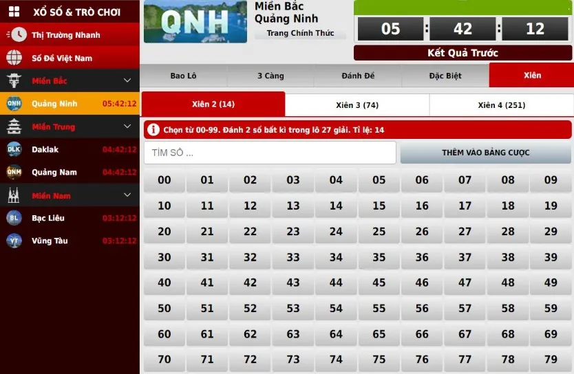 cược xiên xổ số miền bắc tại xoso333